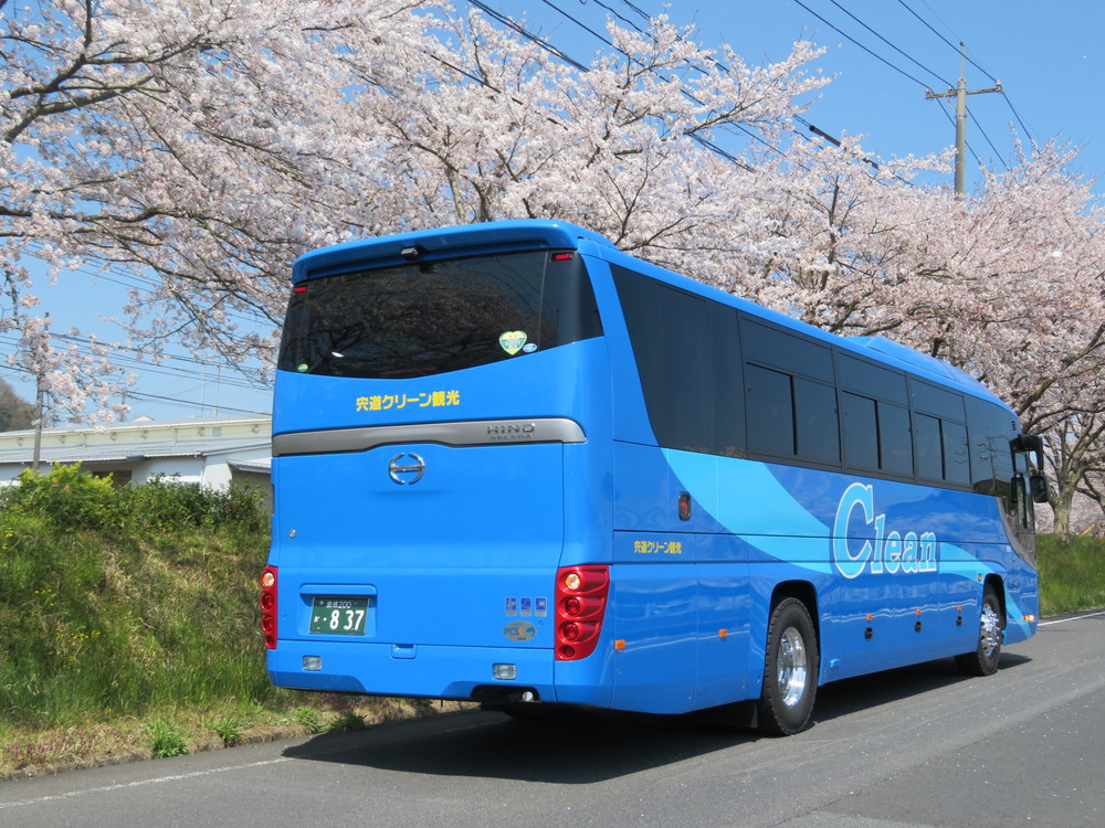 花見を楽しむ大型バス